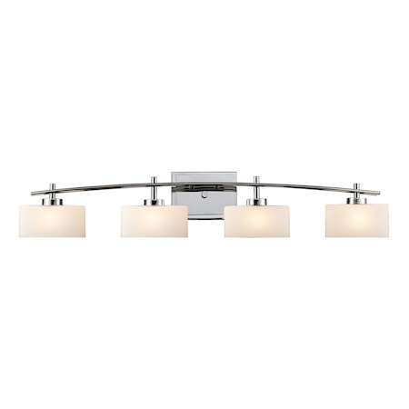 Eastbrook 4-Light Vanity Lamp In Polished Chrome With Opal White Glass